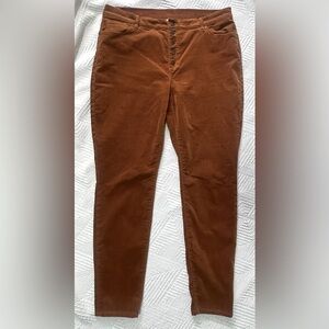 NWOT Cabi Orange Button Fly Corduroy Skinny Pants Womens SZ 16
